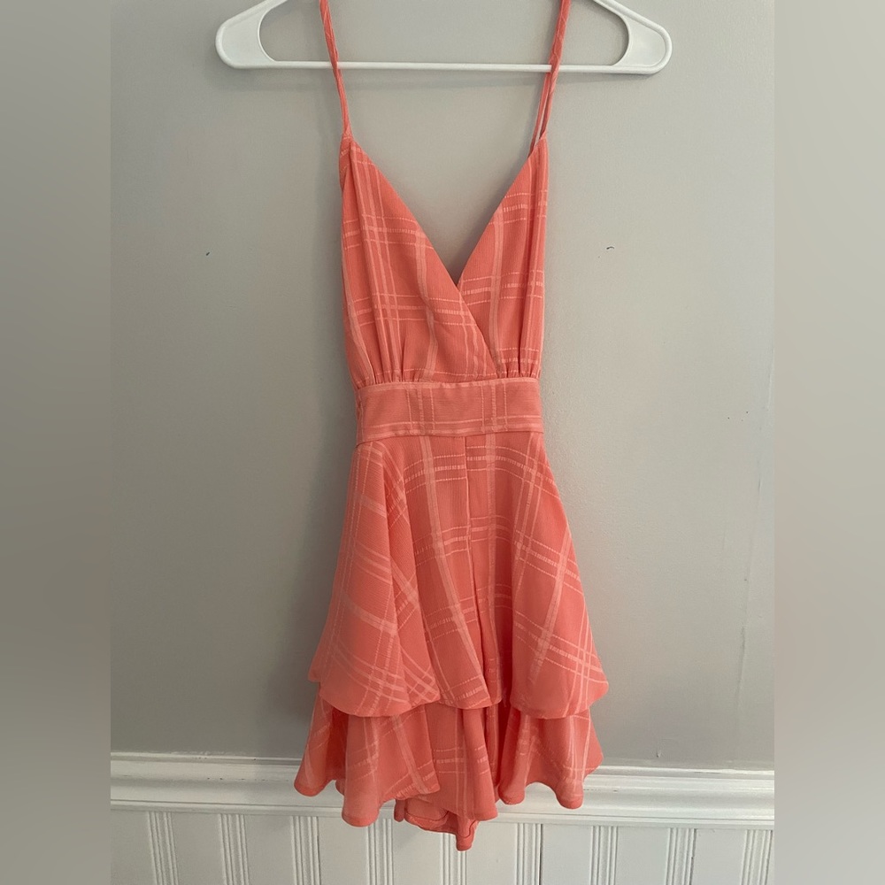 Delightfully In Love Coral Romper
